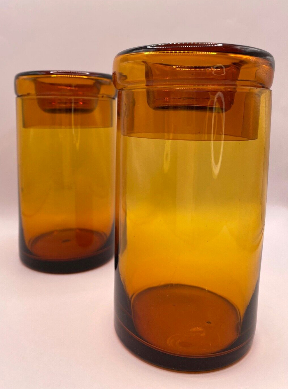 Home America Amber Glass With Lid, Retro Style Set of 2